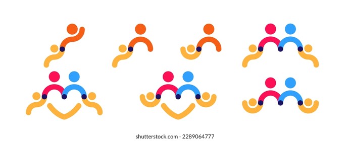 Family logo icon set color illustration