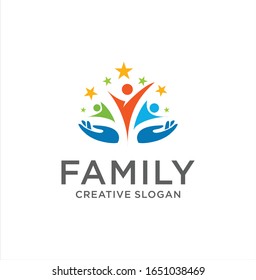 Family Logo Illustration . People group family hug logo design graphic. Abstract family logo template . social People Group Logo Teamwork Design