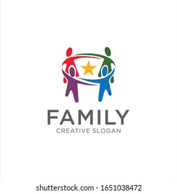 Family Logo Illustration . People group family hug logo design graphic. Abstract family logo template . social People Group Logo Teamwork Design