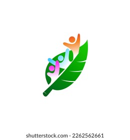 Family logo and leaf design nature, social logos