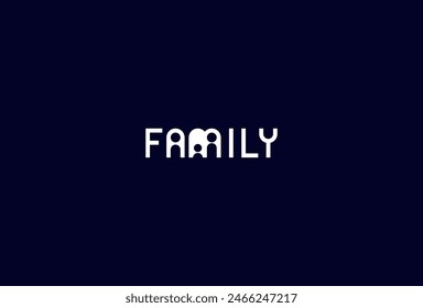 Family Logo, letter A and M with family icon combination in text Family typography logo, vector illustration