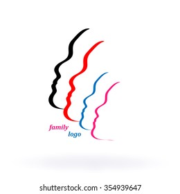 family logo, person dad mom daughter and son vector