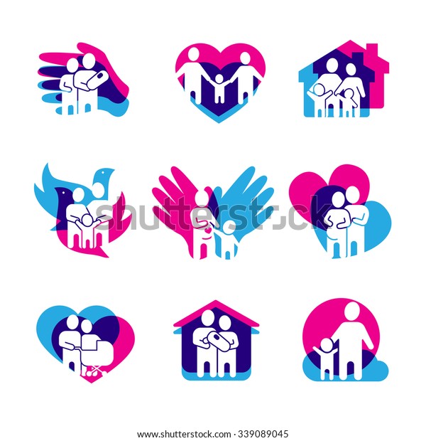 Family Logo Set Home Love Peace Stock Vector (Royalty Free) 339089045 ...