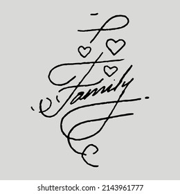 Family logo or sticker. freehand draw style and flat design. Doodle. Fun and love. 