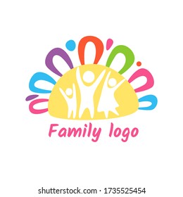 Family logo template, emblem and icon. Vectorcolorful illustration. 