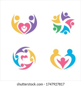 Family logo vector template set.Family logo collection in flat style.Colorful family logo vector illustration design.