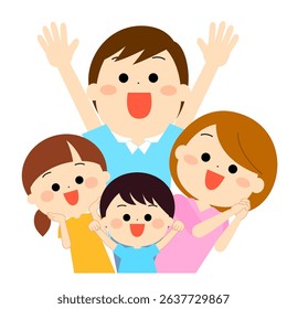 A family looking up and overjoyed