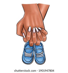 Family, Family love, Baby shoes, Parents love, Mother and father art, Blue shoes