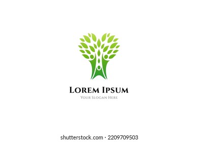 Family love and care logo with green leaf combination