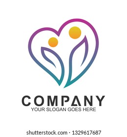 family love and care logo icon in line style, people caring and health vector