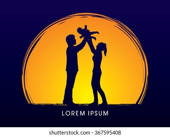 Family love designed on moonlight background graphic vector.