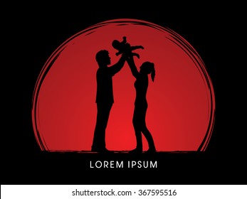 Family love designed on sunset background graphic vector.