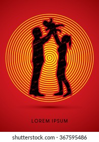Family love designed using grunge brush on light circle background graphic vector.