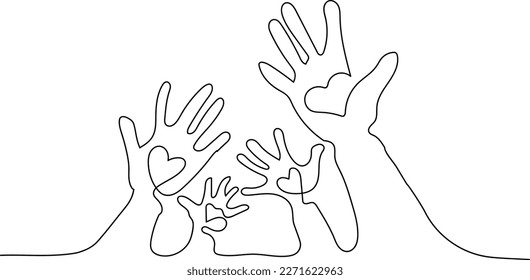 Family Love Hand Line Art