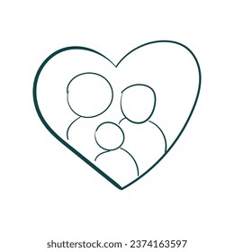 family love heart concept vector sketch simple doodle hand drawn line illustration isolated abstract sign symbol clip art