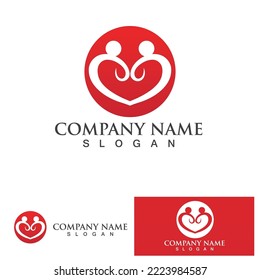 Family  Love heart logo and symbol vector template