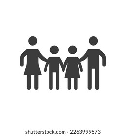 Family Love Icon Black and White Vector Graphic
