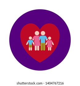 Family Love Icon in a Circle Shape with Purple Background