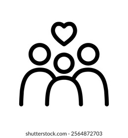 Family love icon. Parent and child silhouette. Parenthood, support, care, unity, together, relationship concepts. Outlined vector design isolated illustration.