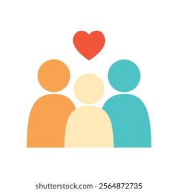 Family love icon. Parent and child silhouette. Parenthood, support, care, unity, together, relationship concepts. Flat vector design isolated illustration.