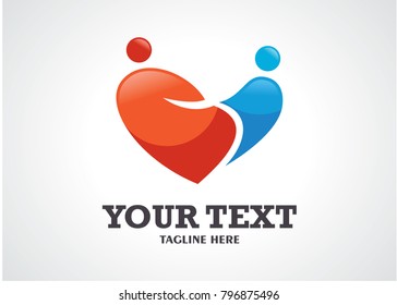 Family Love Logo Template Design Vector, Emblem, Design Concept, Creative Symbol, Icon