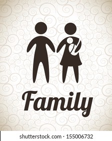 family love over pattern background, vector illustration
