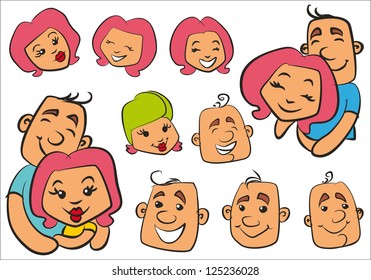family, love, relationships, cartoon faces, themes, plots, stories,