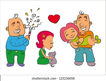 family, love, relationships, cartoon faces, themes, plots, stories,