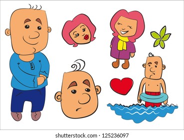 family, love, relationships, cartoon faces, themes, plots, stories,