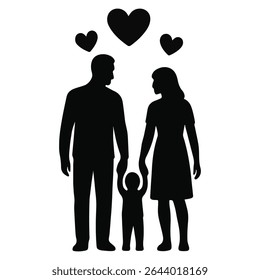 Family Love Silhouette A Heartwarming Depiction of Unity Affection and the Bond Between Parents and Their Child