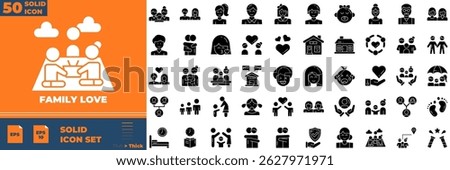 Family Love Solid Editable Icons set. Vector illustration in modern thin solid style of family love icons: care, health, help, etc