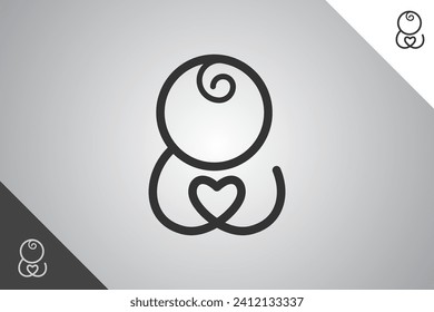 Family love symbol. Babies, daycare and parenting logo identity template. Perfect logo for business related to daycare and parenting symbol business. Isolated background. Vector eps 10.