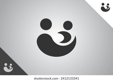 Family love symbol. Babies, daycare and parenting logo identity template. Perfect logo for business related to daycare and parenting symbol business. Isolated background. Vector eps 10.