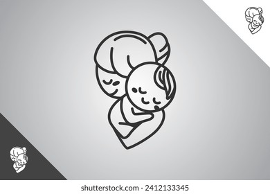 Símbolo de amor familiar. Plantilla de identidad de los bebés, guarderías y padres. Logotipo perfecto para empresas relacionadas con la guardería y el negocio de los símbolos para la crianza de los hijos. Fondo aislado. Vector eps 10.