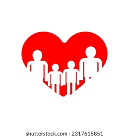 Family love symbol. Family and Heart sign.