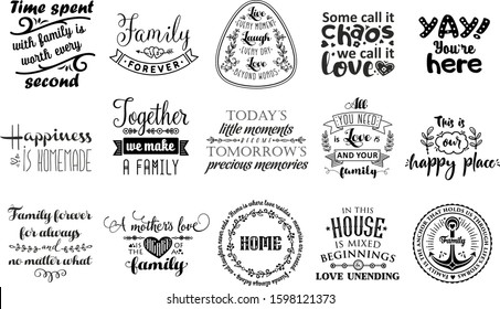 Family love valentine quote and saying lettering for handmade and scrapbooking. Cut file for plotter