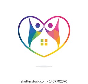 Family and loving home concept design. People love and care logo.