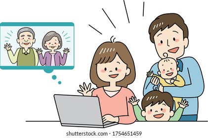 Family make a video call