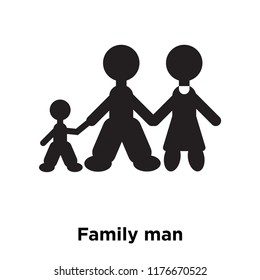 Family man icon vector isolated on white background, logo concept of Family man sign on transparent background, filled black symbol