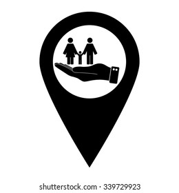 Family - map pointer vector icon
