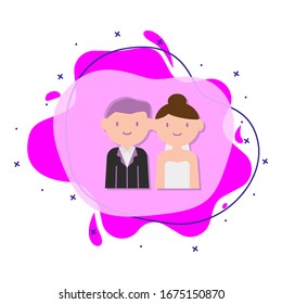 Family, married cartoon liquid bacdge icon. Simple color vector of family icons for ui and ux, website or mobile application