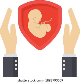 Family Maternity medical insurance concept, womb shield vector color icon design, Financial loss Protection Symbol on white background, Risk management Sign,