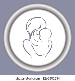 Family, Mather and Baby. All elements are individual objects. Mother's day card.