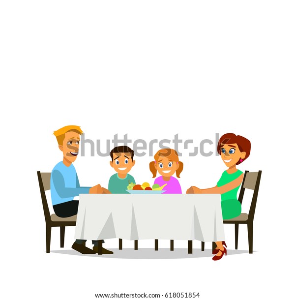 Family Meal Father Mother Son Daughter Stock Vector (Royalty Free ...