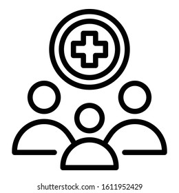 Family medical care icon. Outline family medical care vector icon for web design isolated on white background