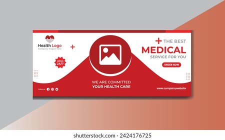family medical health care medicine service center Facebook cover post design template vector