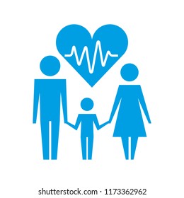 Family Medical Heartbeat Healthcare Pictogram Stock Vector (Royalty ...