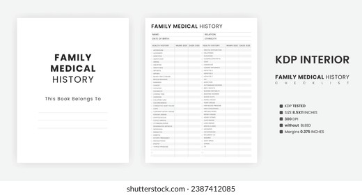 Checkliste für die medizinische Vorgeschichte der Familie Checkliste für Familienmedizin Vorlage für gedrucktes medizinisches Vorlagenformular