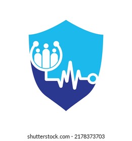 Family Medical Logo Template Design Vector. Stethoscope People logo design icon vector.