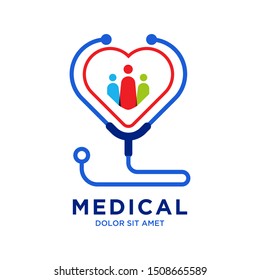 Family medicine practice sign. Health care medical icon. Vector Illustration. Branding Identity Corporate vector logo design template Isolated on a white background